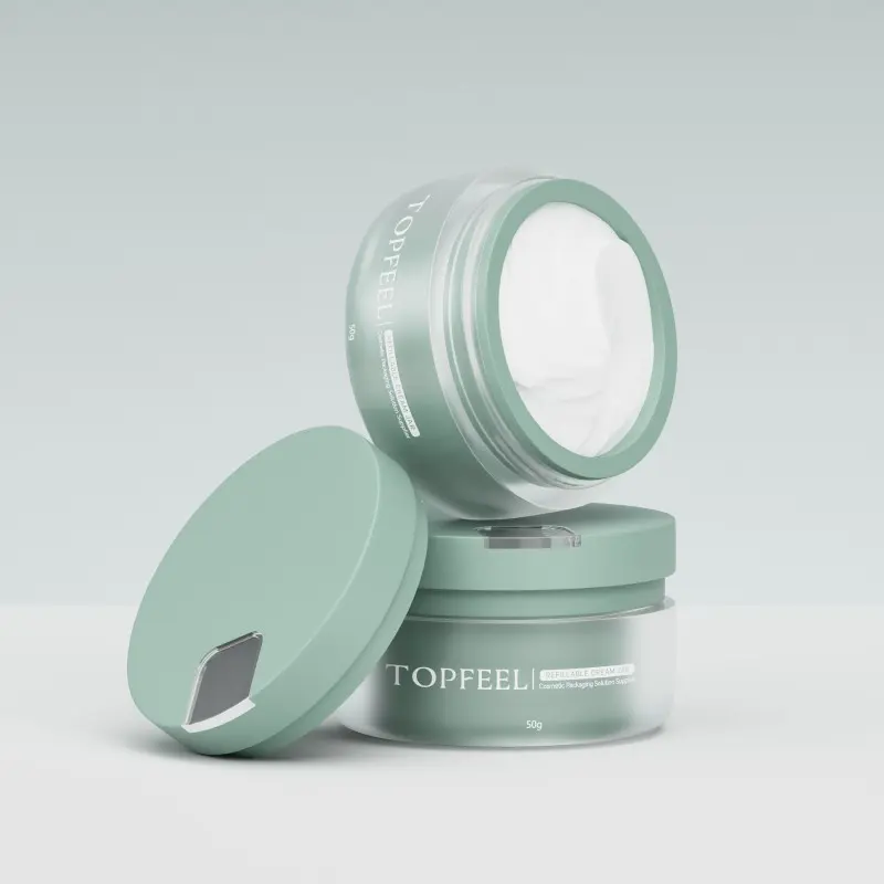 Plastic Cream Jar with Spatula Refillable Solution - Image 2