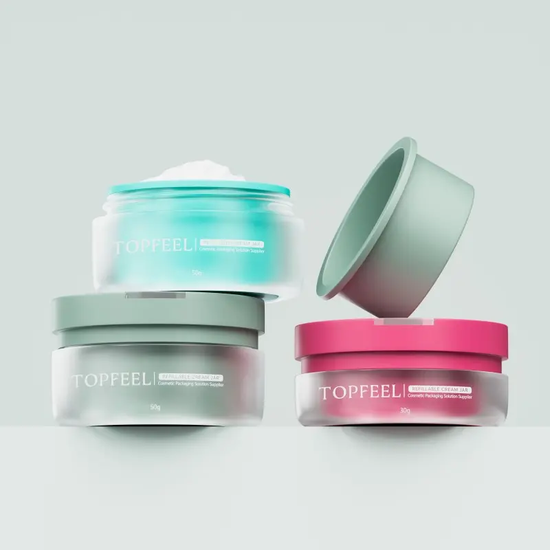 Plastic Cream Jar with Spatula Refillable Solution